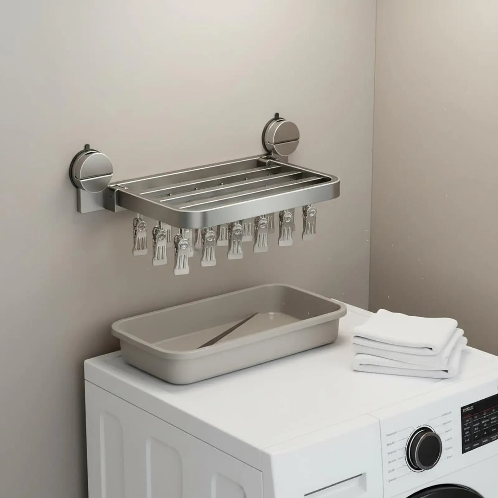 Multi-Clamp Laundry Hanger Windproof Suction Cup Drying Rack Folding Clothes Rack No Drill Household Storage Long-Lasting