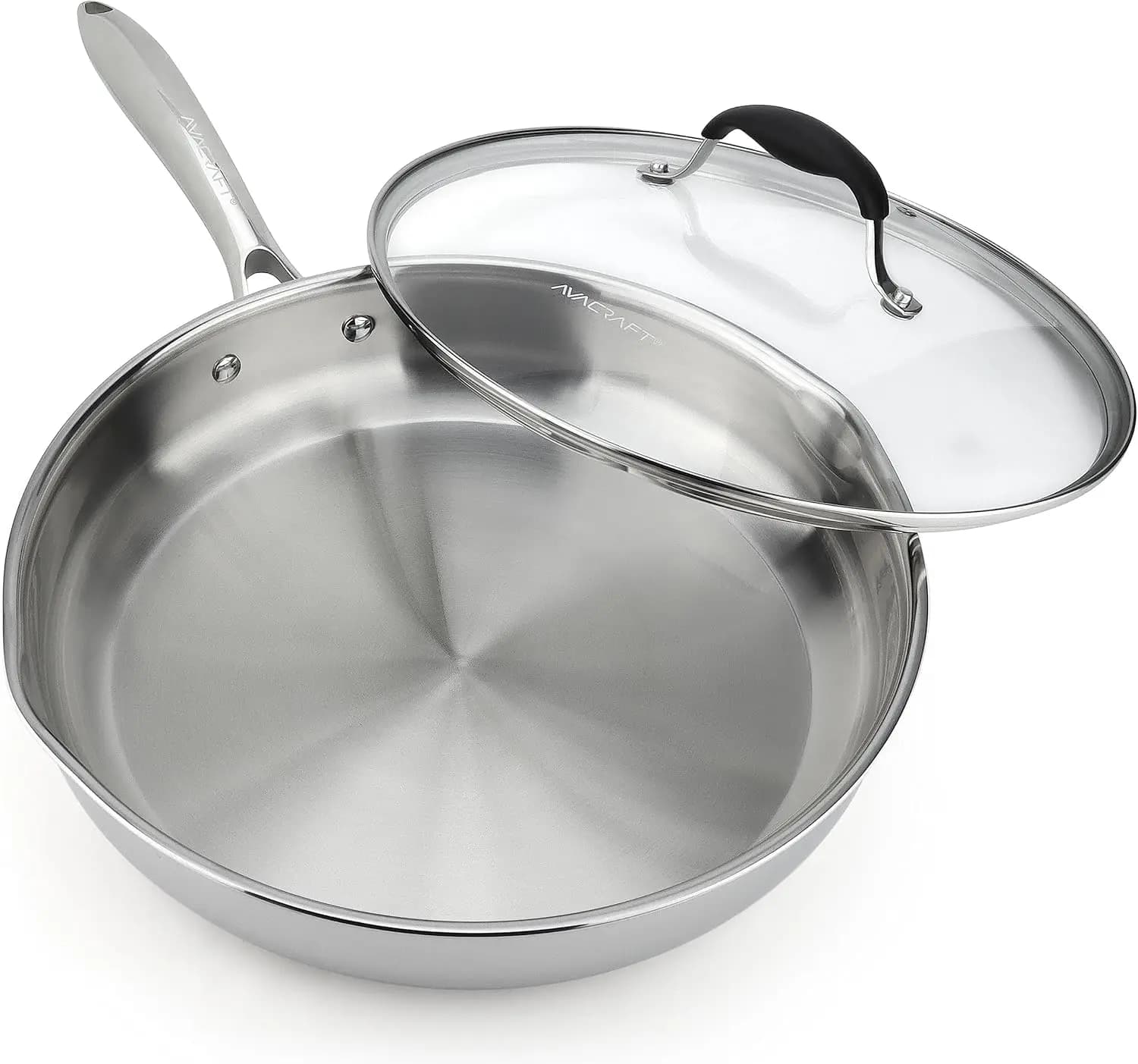 12-inch Stainless Steel Plate with Cover, Compatible with Induction, Multi-Strate Base for One Equal Heat Distribution
