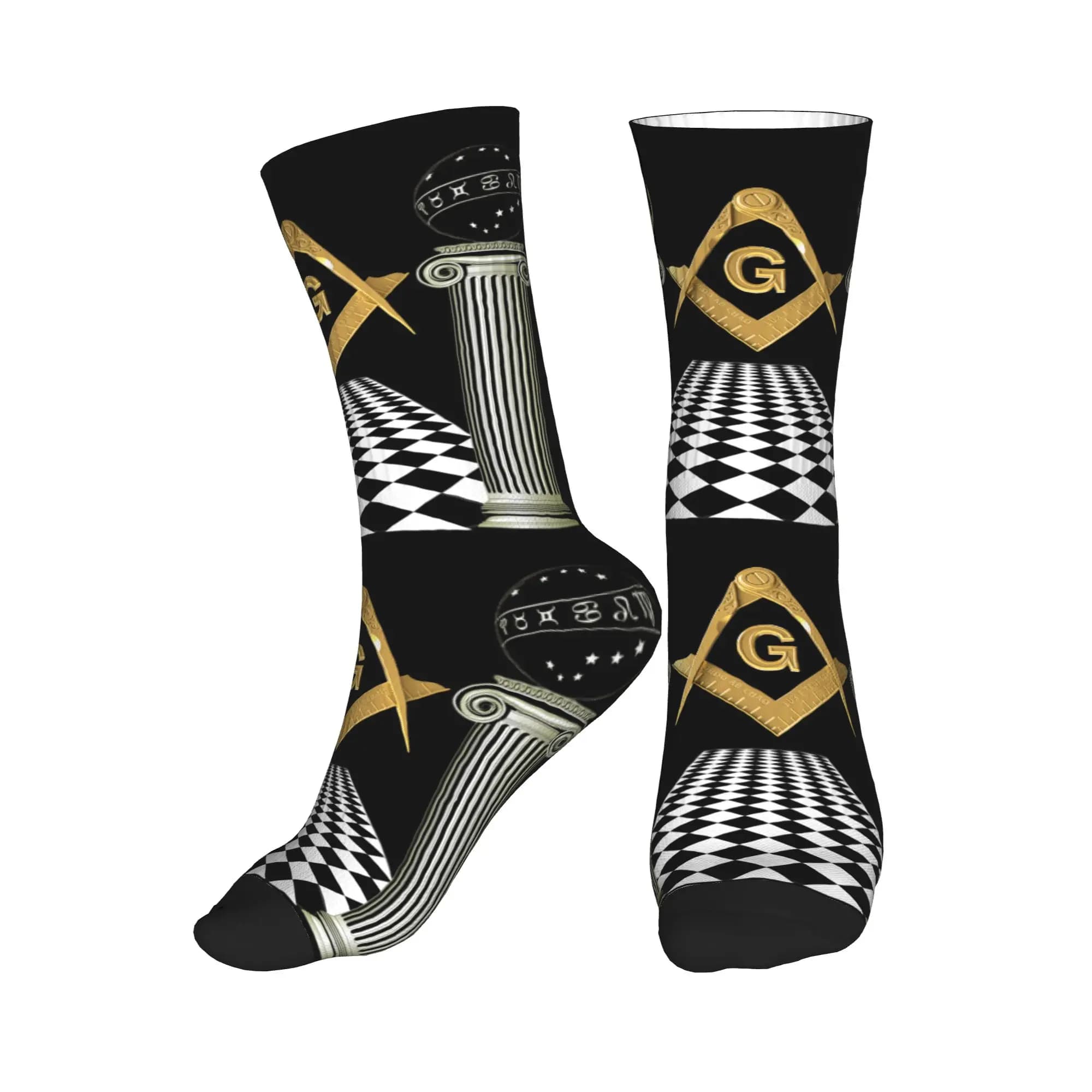 Sympathetic socks Boaz and Jachin of Solomon's Temple, women's and men's socks, massonic football sports socks with 3D print