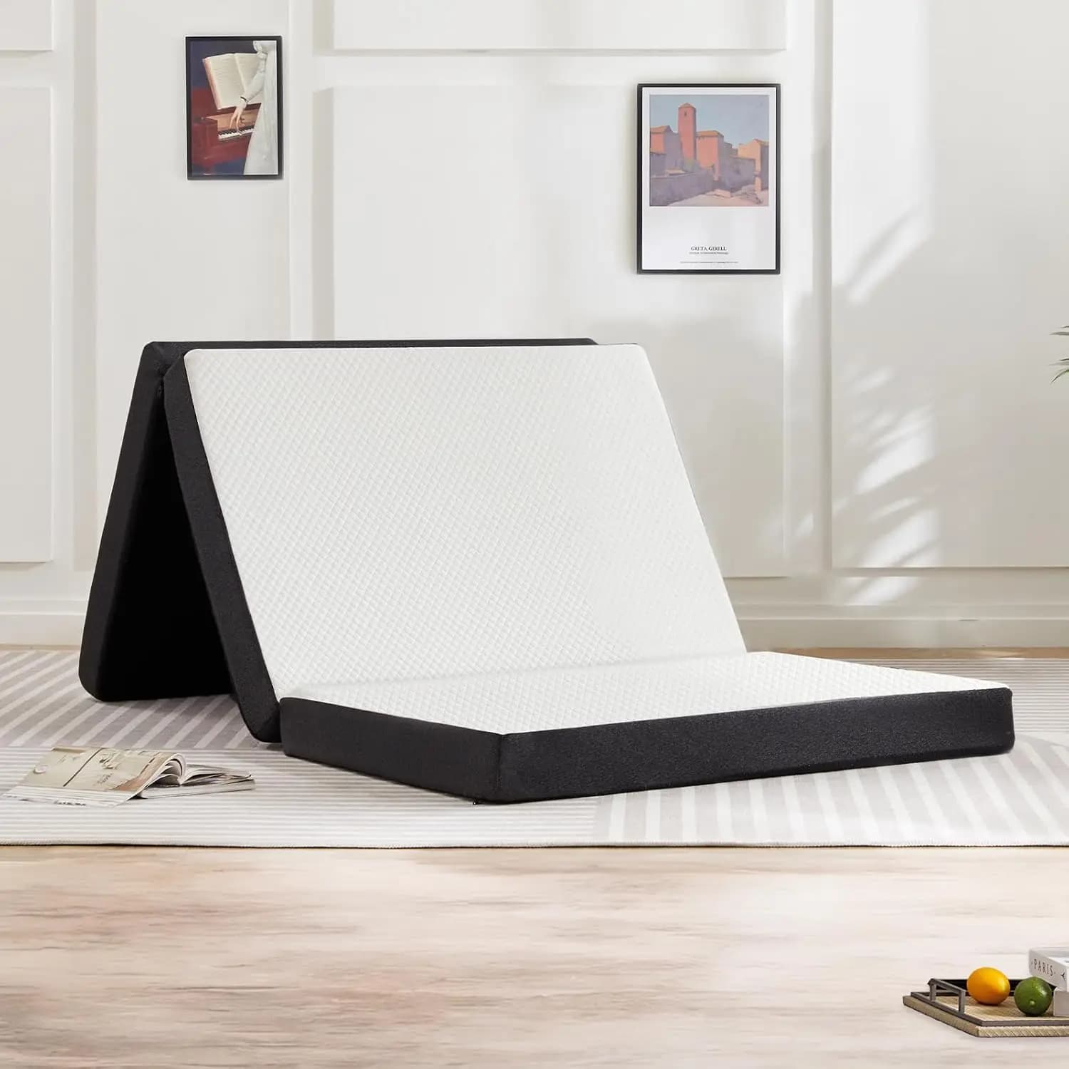 Foldable Memory Foam Mat with Lavable Coating, Travel and Yoga Portable Bed, Guest Mattress, CertiPUR-US Certificate