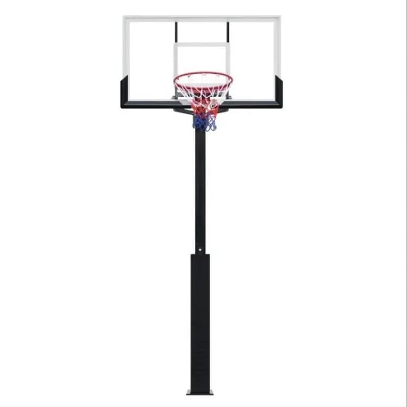 Sistema di canestro da basket regolabile con tabellone in vetro solido o temperato per adulti all'aperto Allenamento quotidiano essenziale