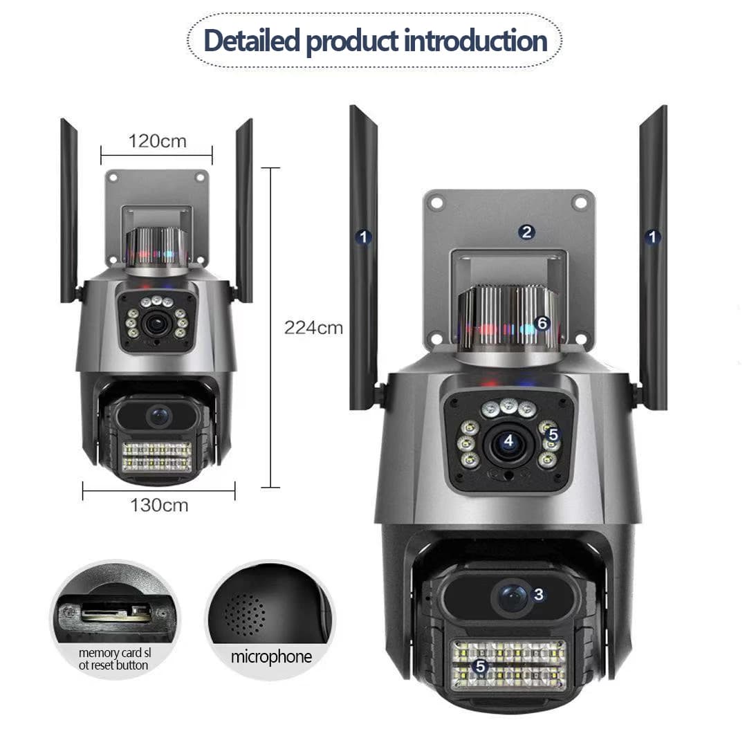 WIFI 8K 8X Zoom Telecamera IP Quattro Obiettivi Quattro Schermi Human Detecton Camera cd card 4K 8MP IP HD Dual Srceen Sicurezza Impermeabile