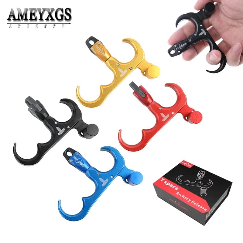 3 Finger Archery Release Compound Bow Release 360° Rotation Head Aluminum Alloy Thumb Trigger Caliper Hunting Shooting