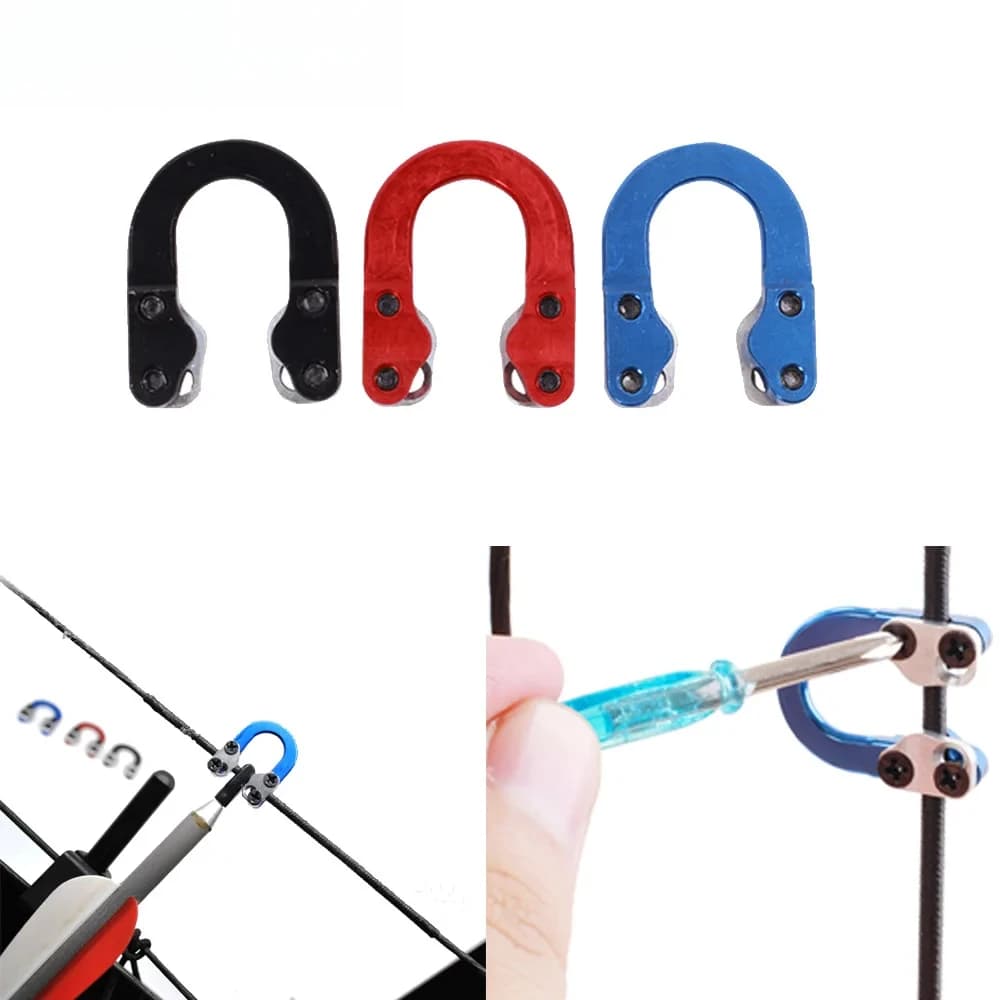 Aluminum U Archery Arrow Nock Buckle Archery Metal D Loop Pull Ring 3 Colors for Compound Bow Bowstring Safety Rope Release Aid