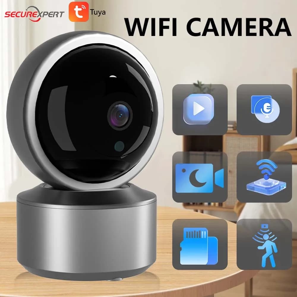 Telecamera di Sicurezza WiFi Indoor Securexpert 5MP, Baby Monitor, Visione Notturna IR, 355 ° Telecamera IP PTZ con Tracciamento Automatico e Audio Bidirezionale, Compatibile con App Tuya
