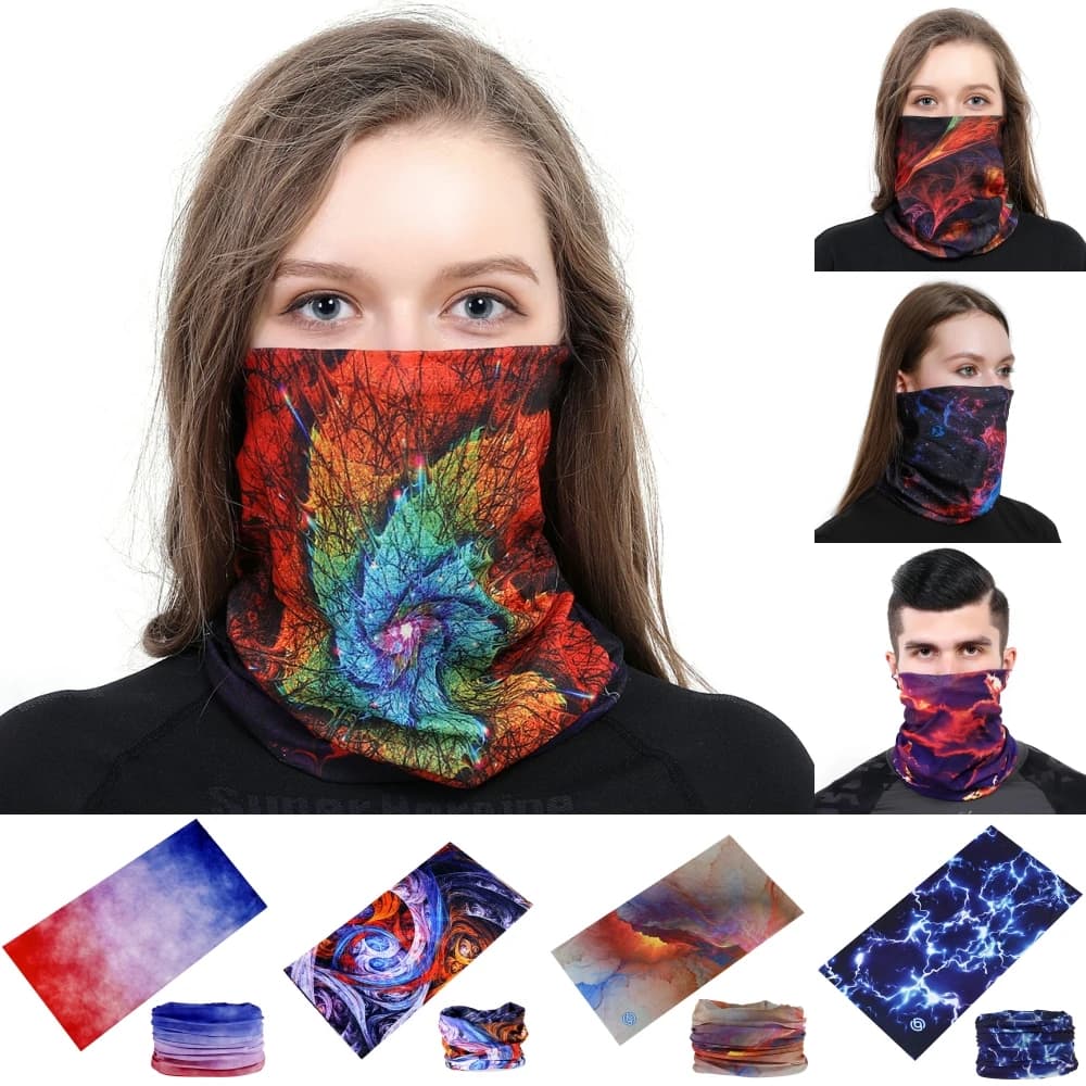 Galactic Vortex Design Cycling Bandana UV Protection Band for Women Men Outdoor Sports Face Mask Bike Waist Scarf at Neck