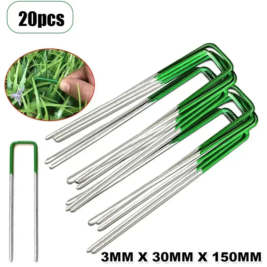 20 pz Paletti Da Giardino Galvanizzati Paesaggio Graffette U-Tipo Graffette Per Erba Artificiale A Prova di Ruggine Sod Pin Palo Prato Pioli Zerbino
