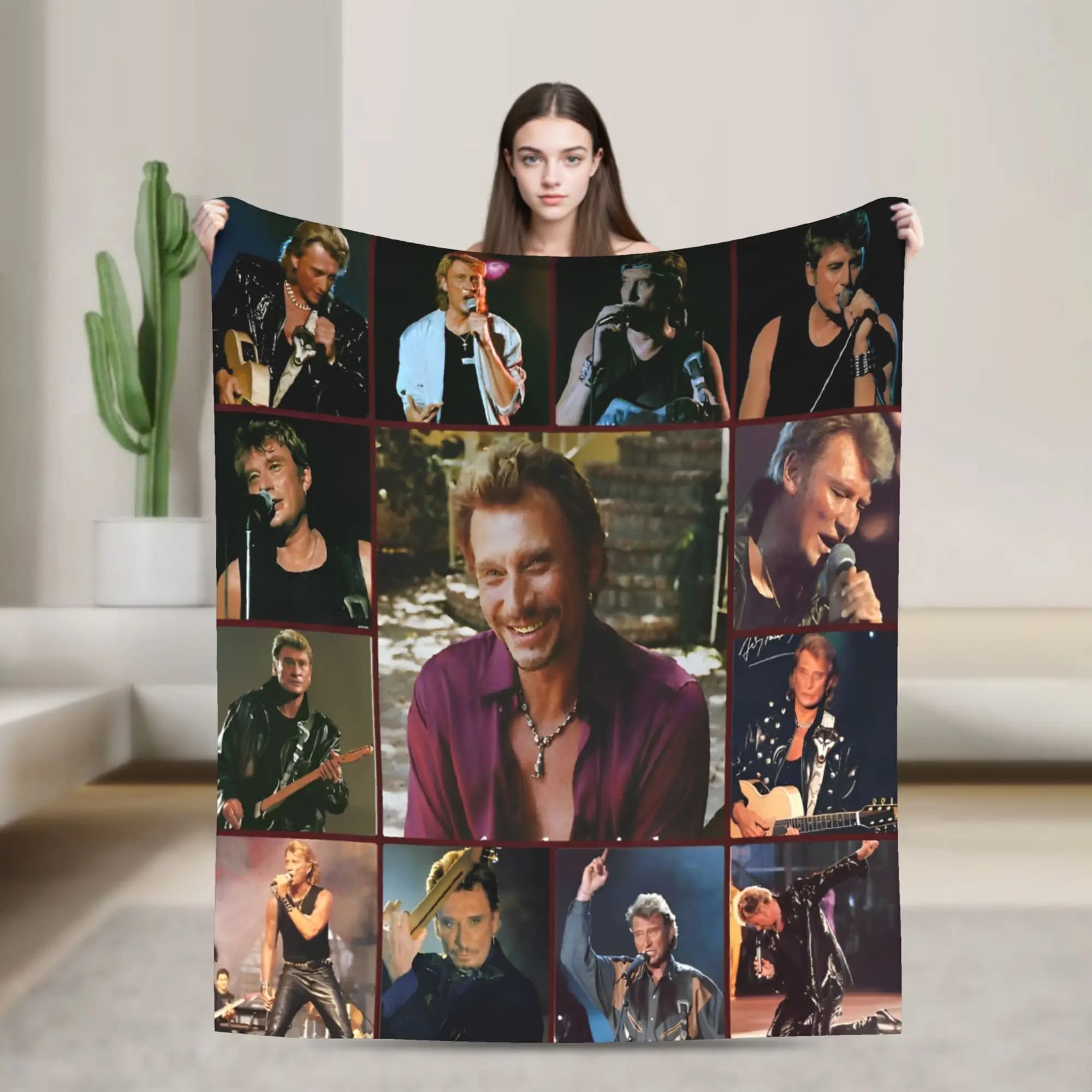 Johnny Hallyday Coperta Rock Star Musica Cantante francese Flanella Divertenti coperte calde per l'estate domestica