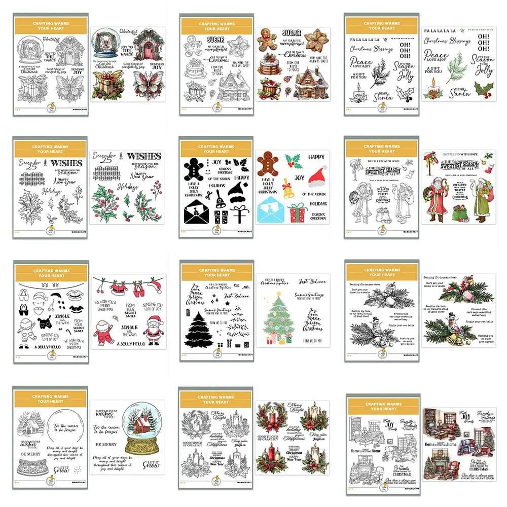 Christmas Series Holiday Decoration Party Stickers Handmade Paper Art Transparent Silicone Seal Postmark Stamp Set Cutting DIes