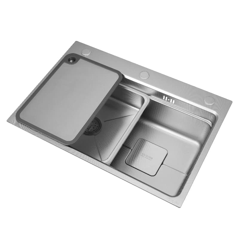 Lavabo singolo grande con copertura quadrata in acciaio inossidabile 304 con tagliere lavabo multifunzionale per verdure per bambini e madri