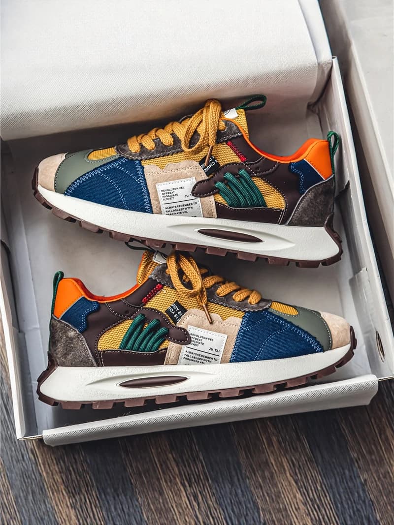 Men's Summer Lightweight Thick Bottom Sports Shoes Casual Versatile Trendy Low Top round Toe Rubber Outsole Comfortable Sneakers