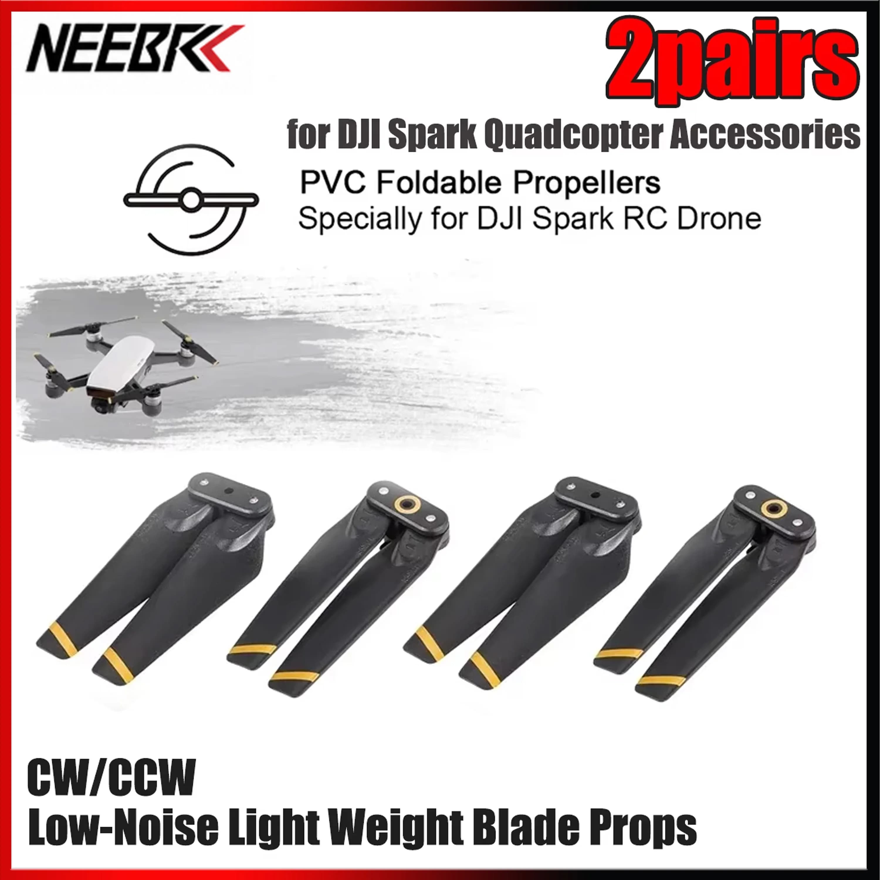 2 Paia di Eliche per Drone DJI Spark RC, CW/CCW Pieghevoli, Silenziose e Leggere, Accessori per Quadricottero
