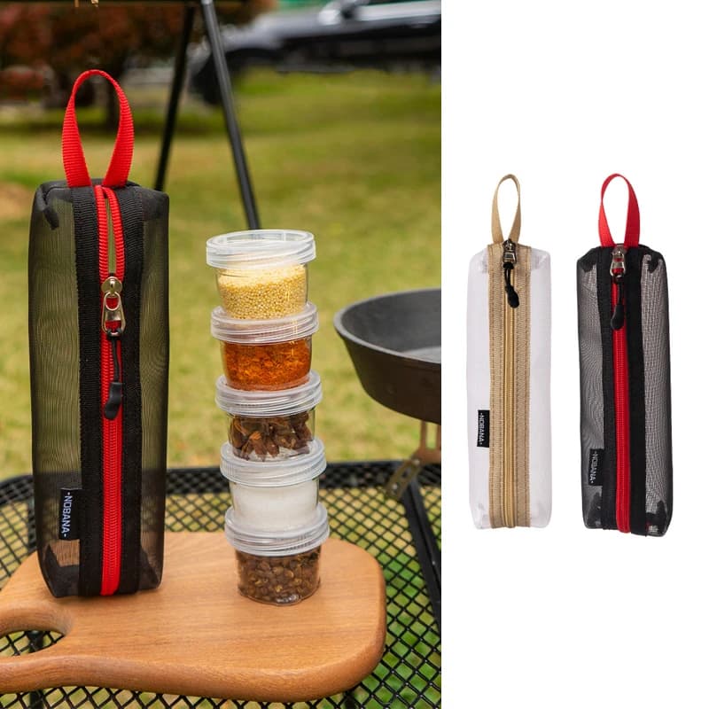 1 Set Portable Camping Spice Kit Outdoor Travel Camping Spice Container Bag Clear Seasoning Bottles Spice Condiment Container