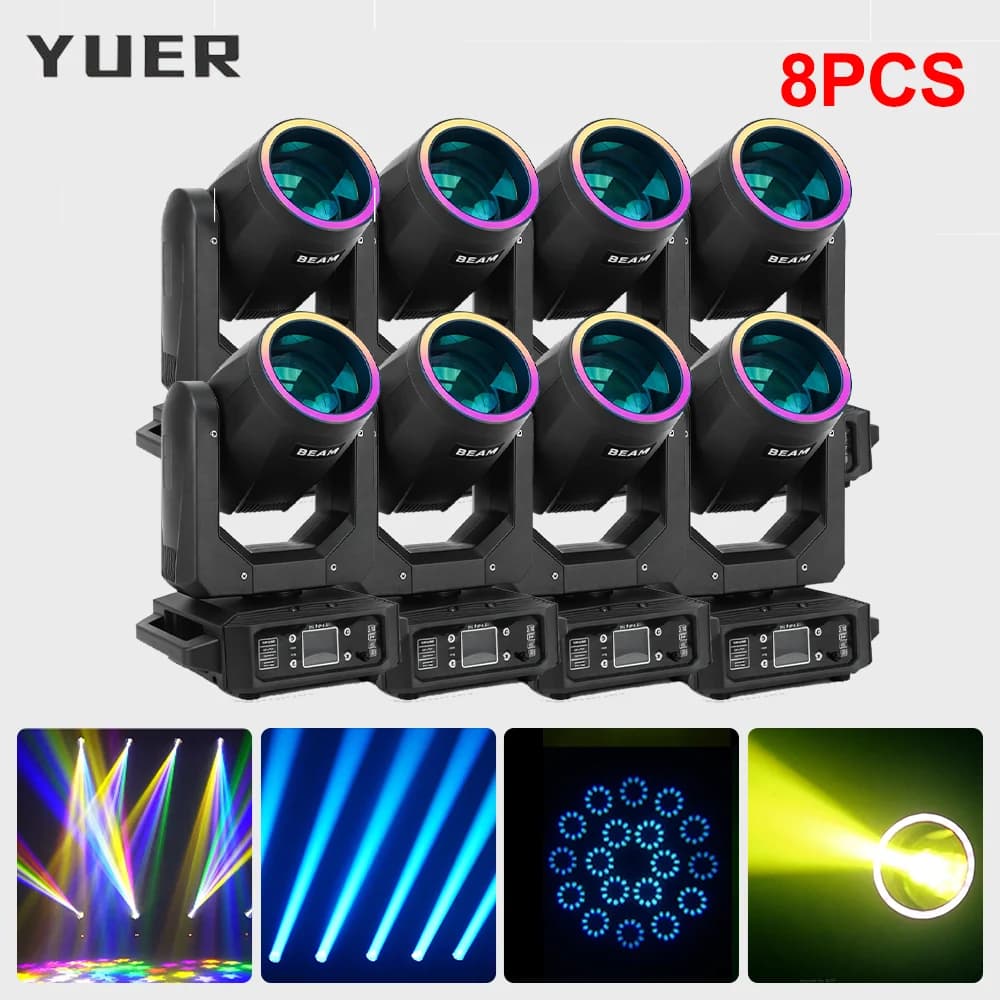 8 luci a testa mobile LED da 200W con effetto arcobaleno ad anello, 12 gobos, 18 prismi, controllo DMX512 per DJ, discoteche, bar e club.