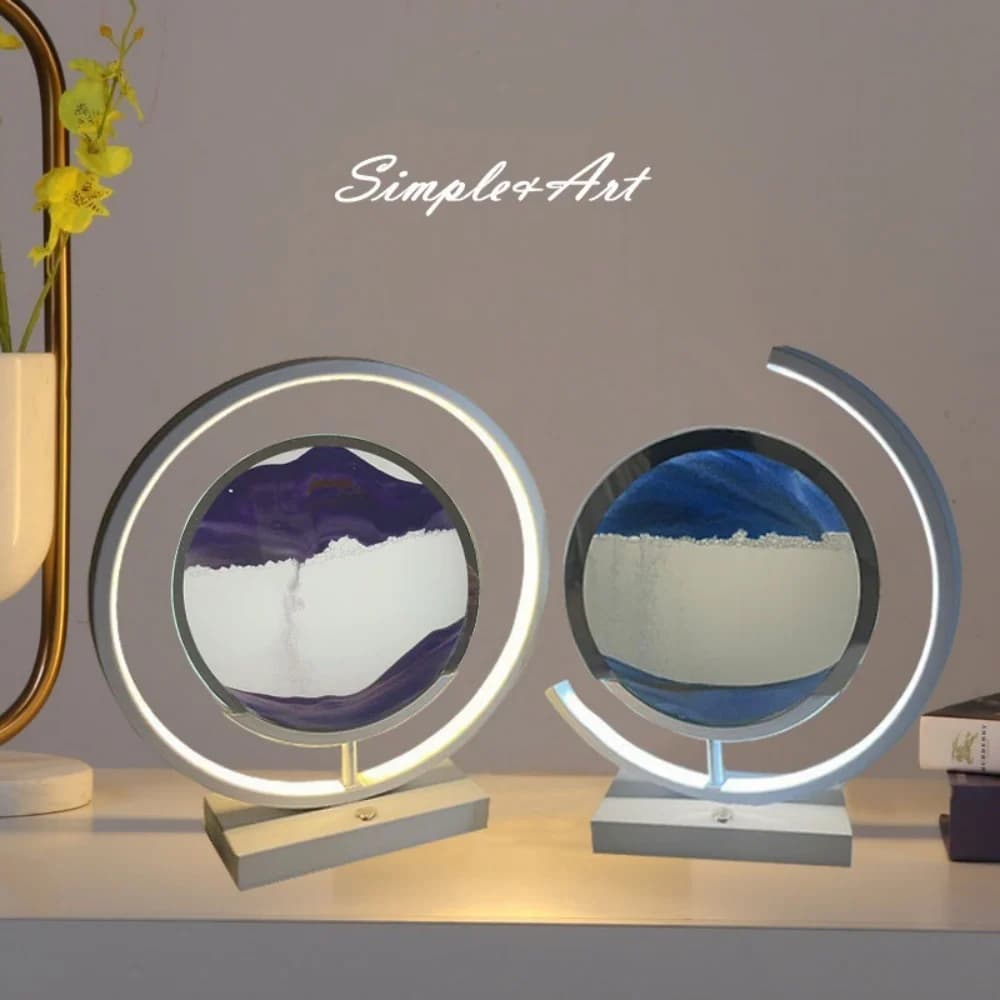 Lampada da tavolo a LED in movimento con sabbia, sabbie mobili, luce notturna, paesaggio di sabbia 3D, clessidra, lampade da comodino, pittura con sabbia scorrevole, decorazioni per la casa, regali