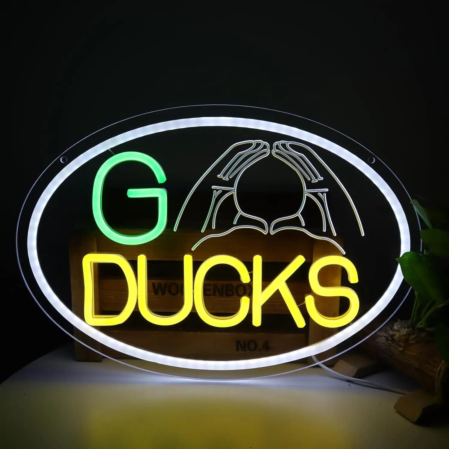 Insegna al Neon 'Go Ducks' con Alimentazione USB, Luce LED Neon Dimmerabile per Bar Sportivi, Stanza dell'Uomo, Camera da Letto, Hotel, Sala Giochi, Stanza dei Ragazzi, Decorazione Murale, Regali