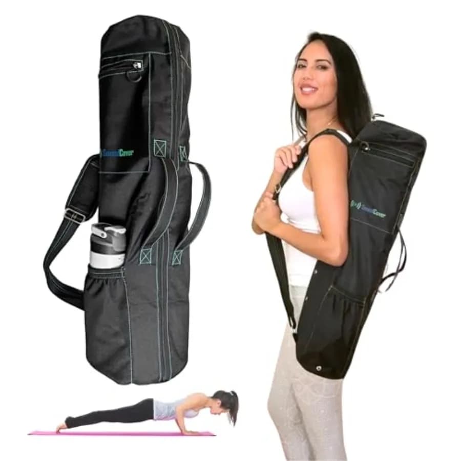 Borsa Extra Lunga per Tappetino Yoga per Uomini e Donne, 3 Tasche, Chiusura Completa con Cerniera, Resistente all'Acqua, Materiale 600D, Ampia Tasca per Bottiglia d'Acqua