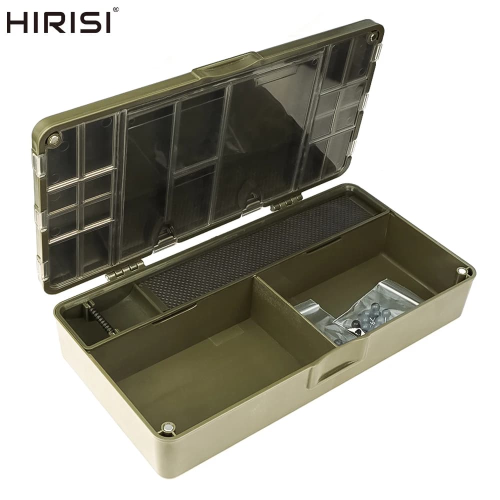 Hirisi Carp Fishing Organizer Box Portable Fishing Tackle Storage Organizer Magnetic Compartments Fishing Gear Accessories