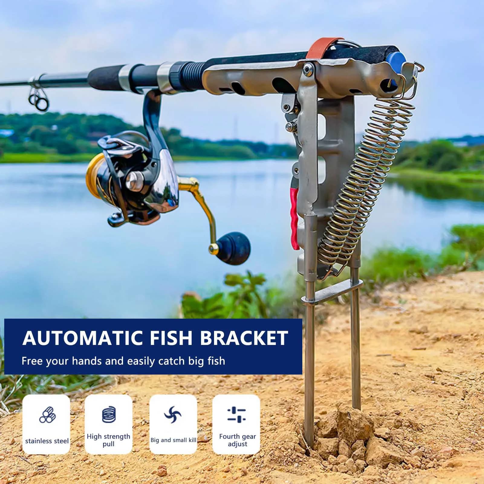 1-5 pezzi Supporti per staffa per canna da pesca automatici Supporto per asta in acciaio inossidabile Supporto per doppio resto a molla Staffe Accessori per la pesca