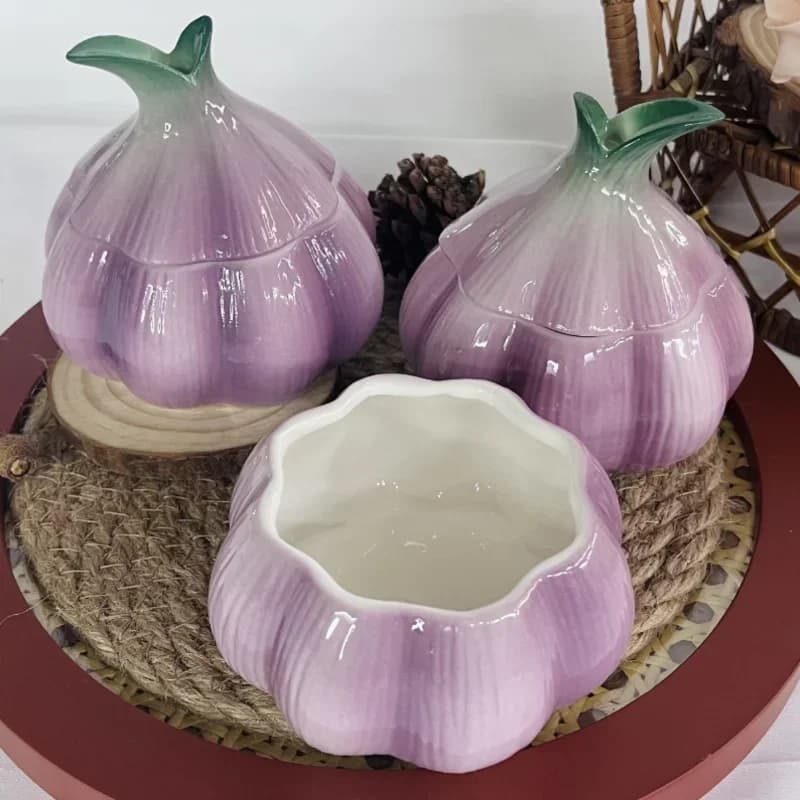 Ceramic Bearing Jar for Purple Garlic, Kitchen Container, Candy Container, Walnuts, Storage Box, Home Decoration