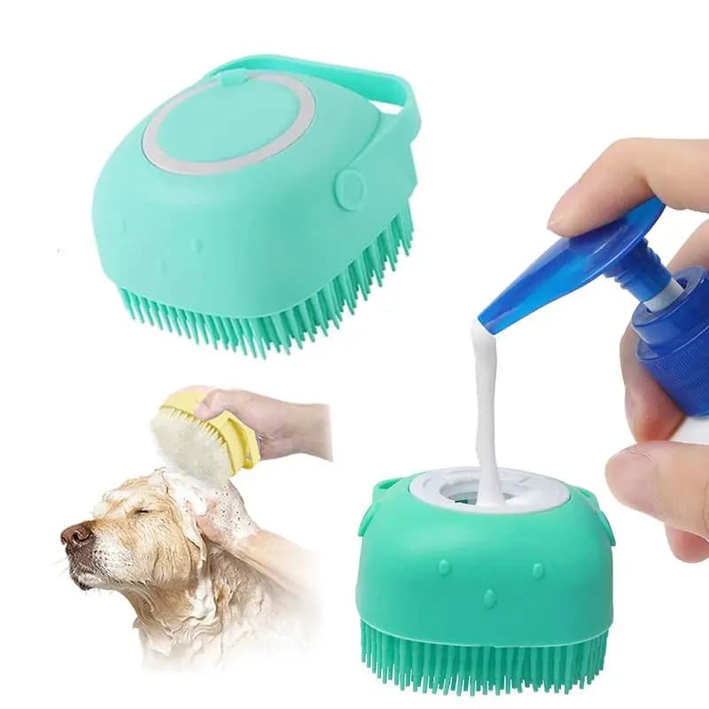 Toelettatura del cane Spazzola da bagno per animali domestici Shampoo Spazzola da massaggio Morbido silicone Cucciolo di gatto Pettine Spazzola per pulizia del cane Strumento per toelettatura della doccia