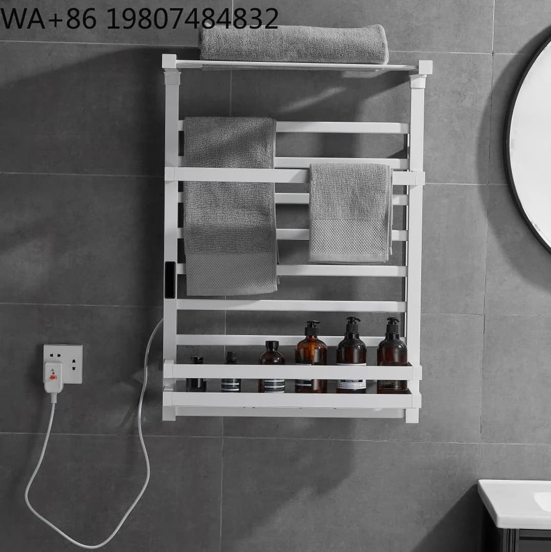 Carbon Fiber Constant Warm Towel Bar Digital Timing Temp Display Wall Mount Drying Shelf Hotel Bathroom Toilet Storage Accessory
