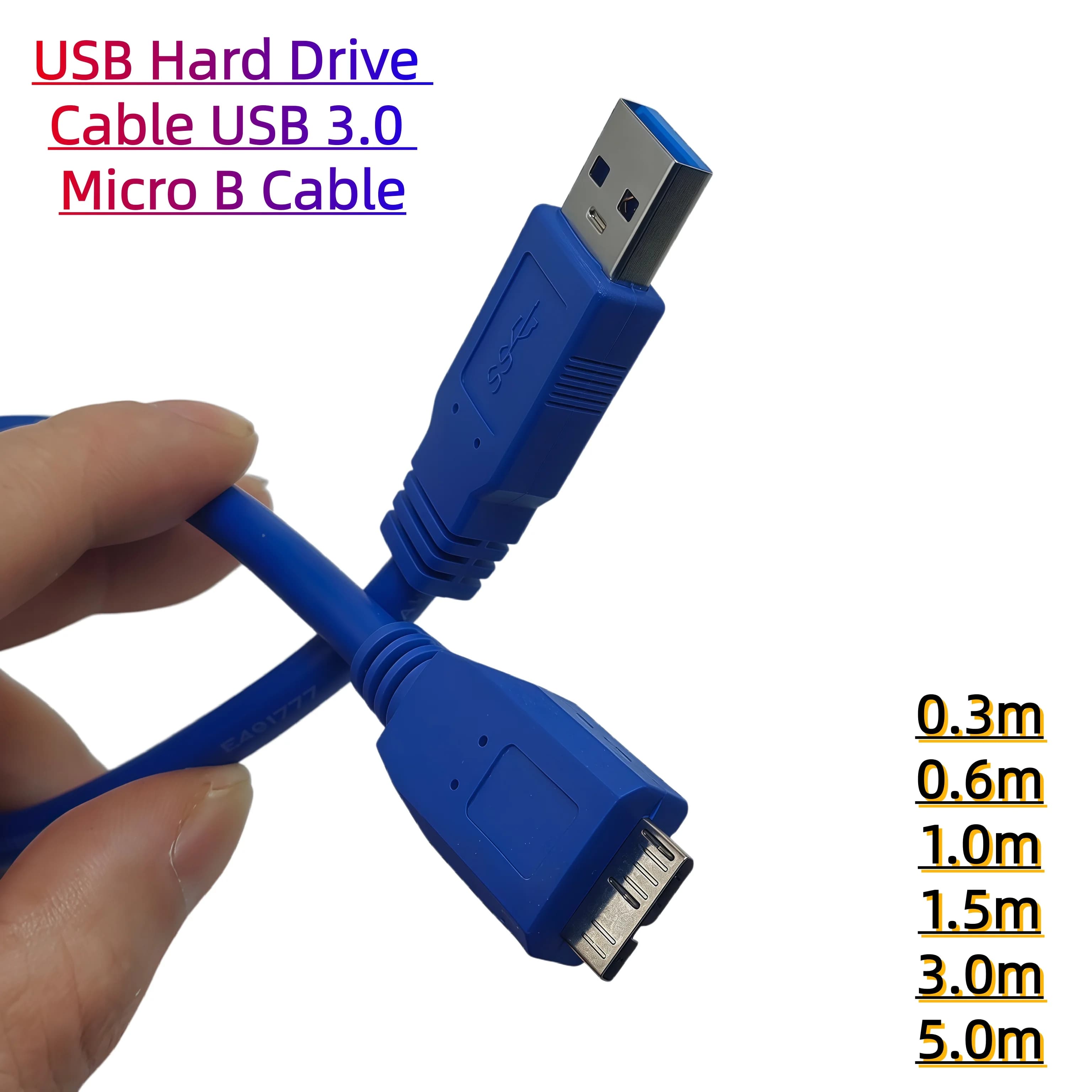 USB 3.0 Data Cord USB Hard Drive Cable USB 3.0 Micro B Cable for External HDD for WD Hitachi Lacie Seagate Toshiba portable HDD