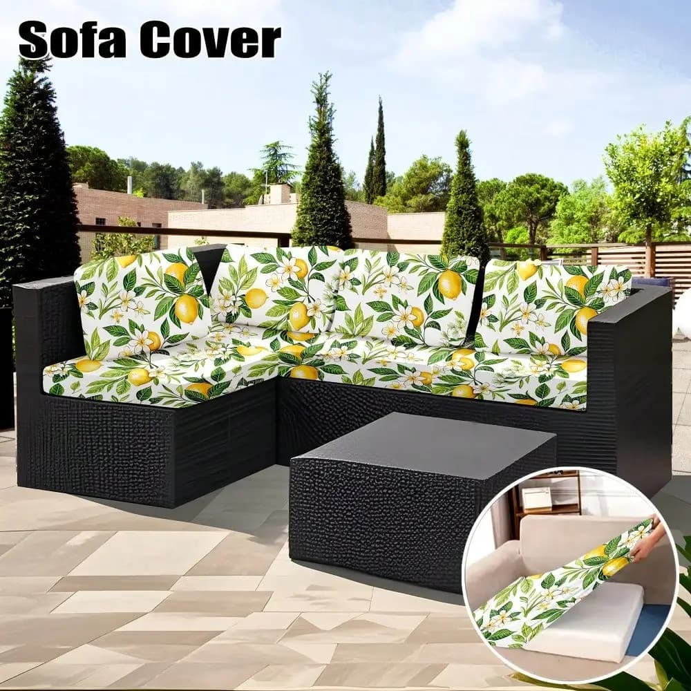 Floral, Leaf, Geometric, And Fruit Patterns Digital Printed Outdoor Sofa Cushion Covers, Machine Washable Or Hand Washable, with Elastic Closure, Made of Fiber Fabric, Suitable for Garden, Park, Indoor And Outdoor Sofa Cushions