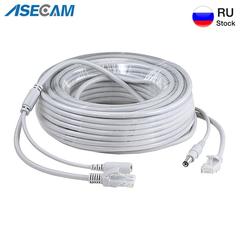 CCTV RJ45 Cable Ethernet Surveillance Camera DC Power Cat5 Internet Network LAN Cord POE IP Camera Wifi Connection