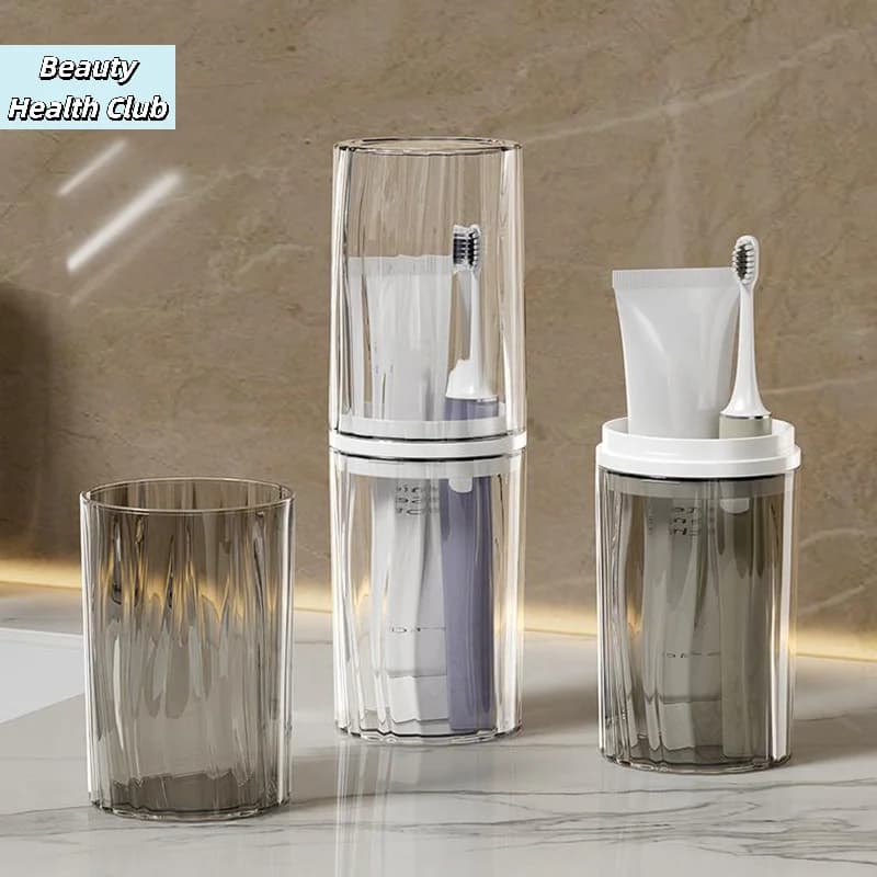 【Travel Portable Toothbrush Cup Bathroom Toothpaste Holder Storage Case Box Organizer Travel Toiletries Storage Cup】