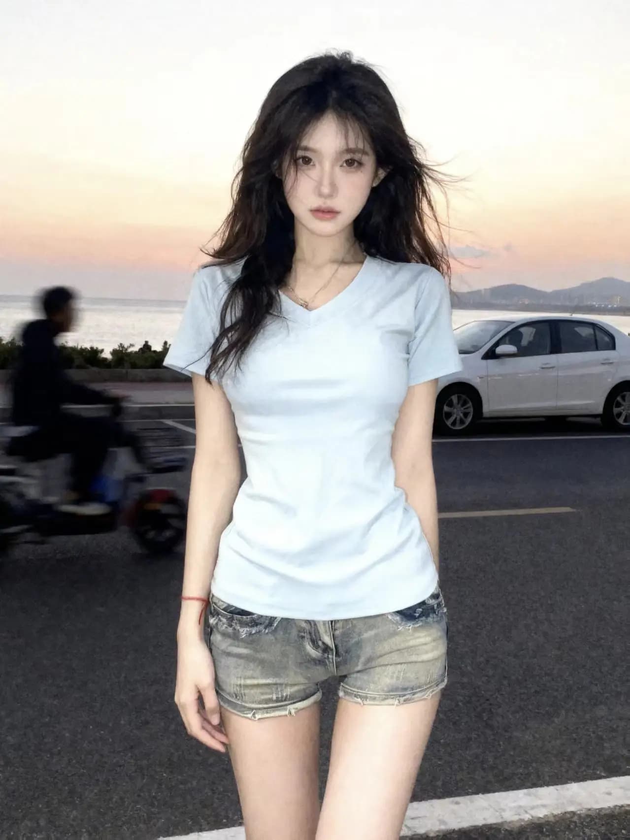 Summer Slim Fit V-Neck Short Sleeve T-Shirt Women's Basic Style Student Cotton Casual Top Pure Color American College Style