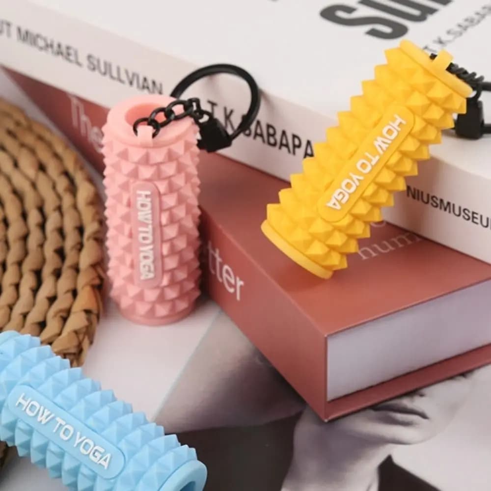 Finger Massage Mini Foam Roller Keyring Sports Style Muscle Relaxation Foam Roller Shaped Keichain Bag Decoration Anti-Lost