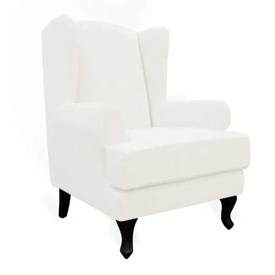 Elasticized Seat Cover for Wingback Armchair, Set of 2 Pieces, Furniture Protection, Soft with Elastic Bottom, Jacquard Fabric in Spandex