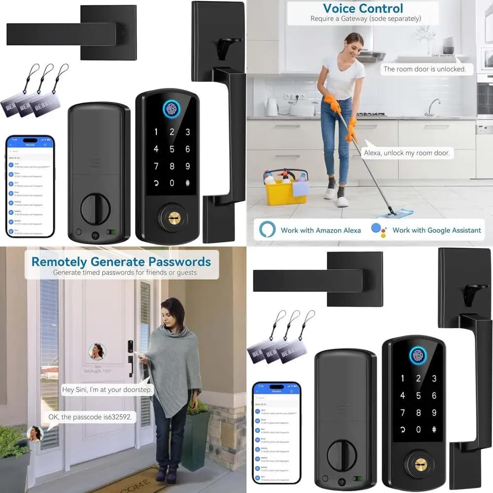 Serratura Intelligente con Impronta Digitale e Controllo App, Tastiera Digitale e Funzione di Chiusura Automatica in Nero