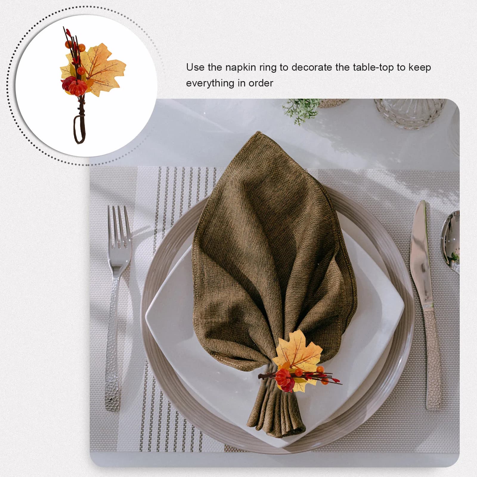 4Pcs Napkin Rings Pumpkin Maple Leaf Creative Thanksgiving Day Table Decor Elegant Party Decoration Festival Napkin Holder