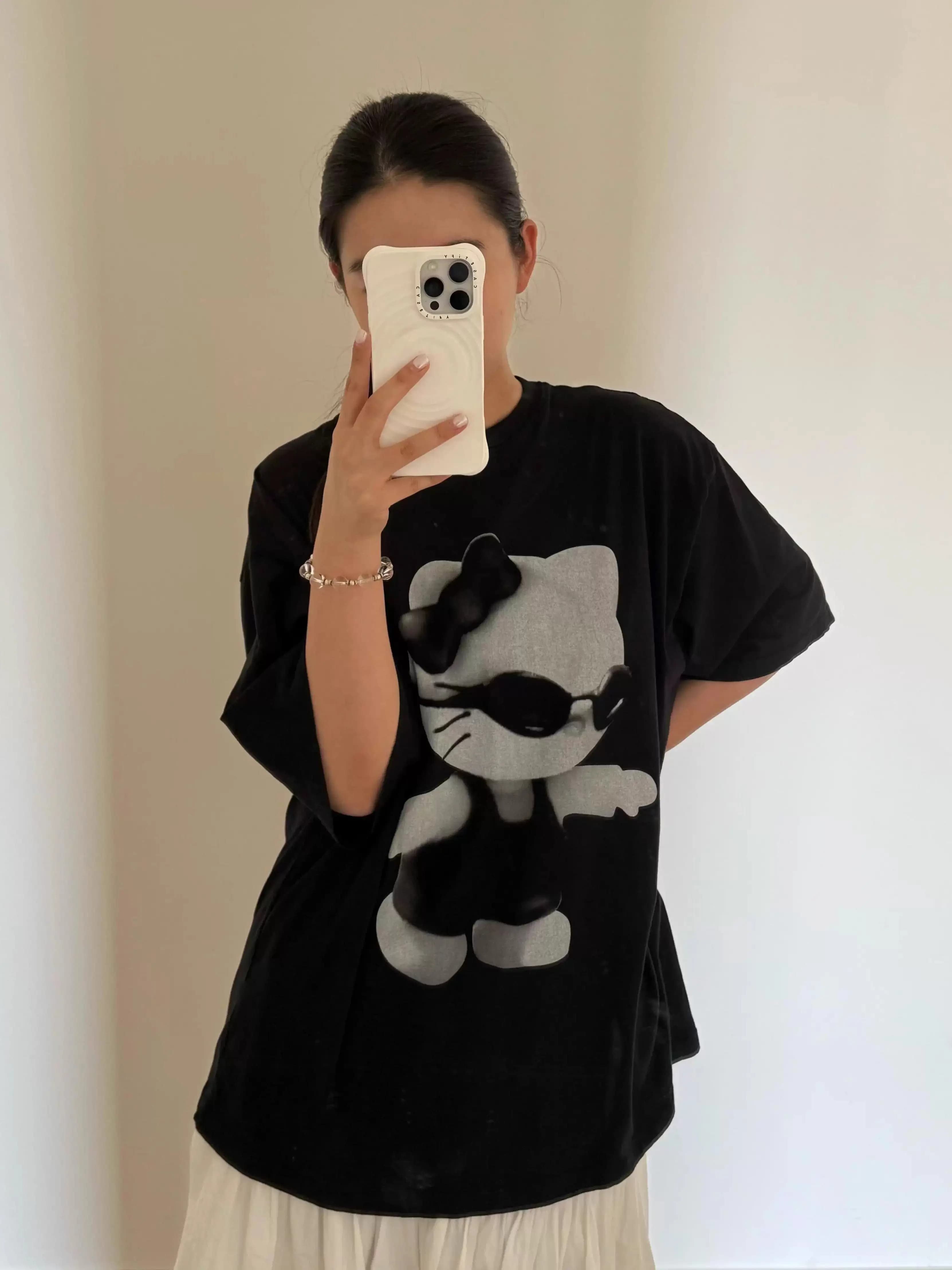 T-shirt Casual Multiuso con Stampa Cartoon Kitty Princess Edizione Limitata Coreana 2026 - Collezione Salario