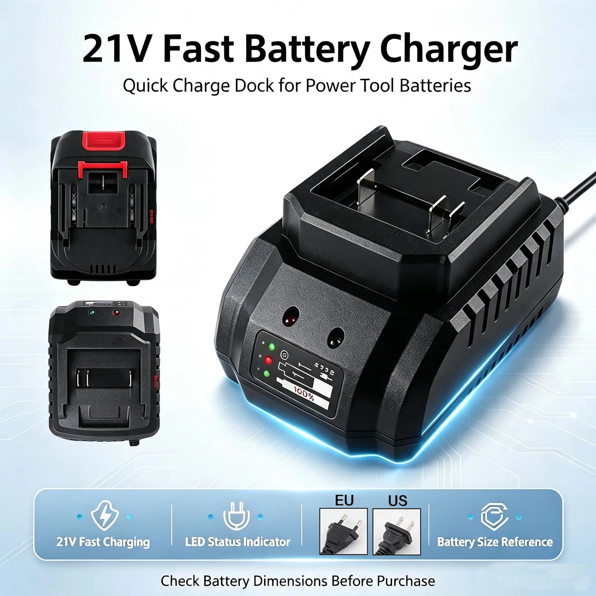 18V 21V 2A EU US Charger for Makita Electric Drill wrench Angle Grinder Charger Electric Tool Battery Charger Replacement Part
