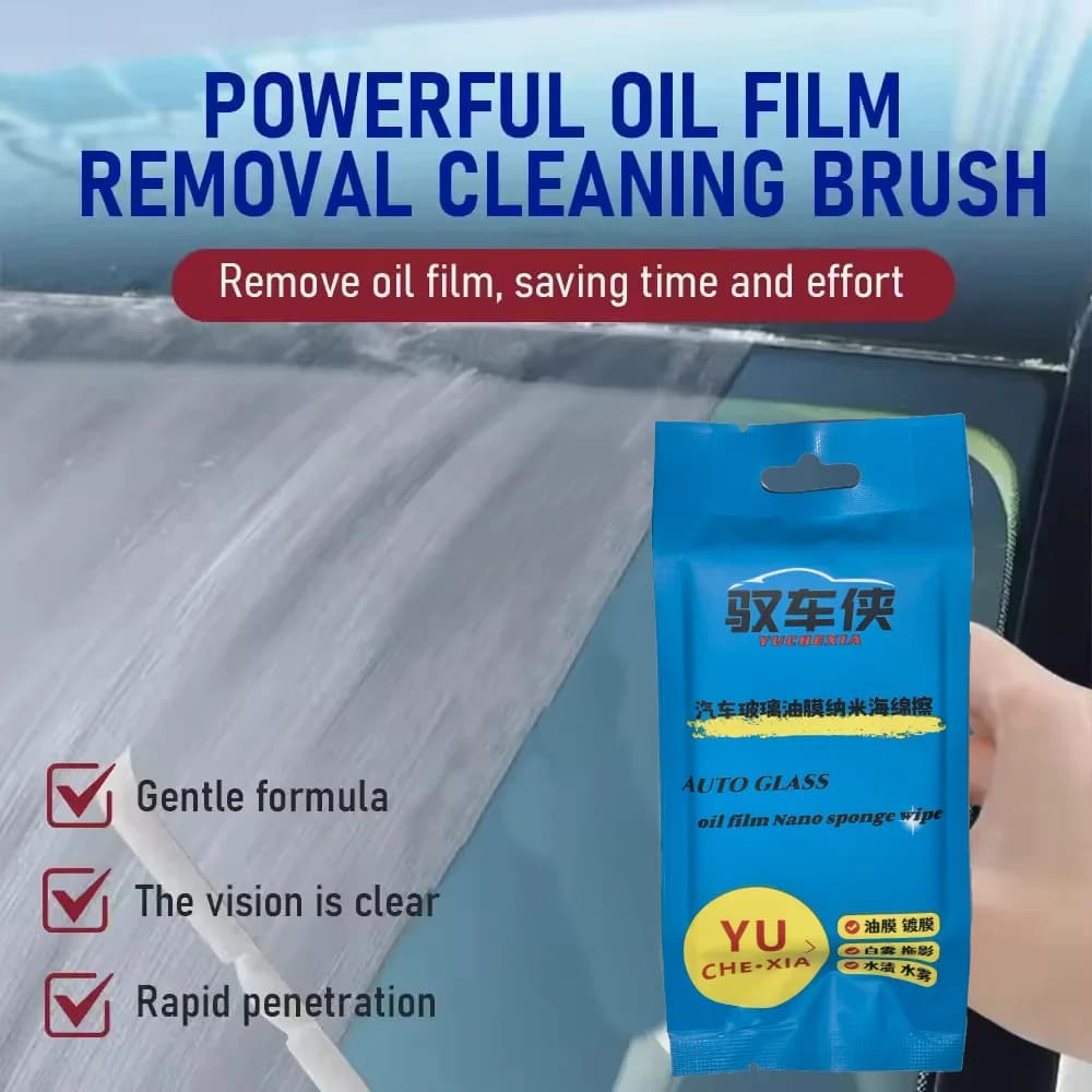 Disposable portable sponge to Remove Oleosa Film from Auto Windshield - Detergent for Interior Cars
