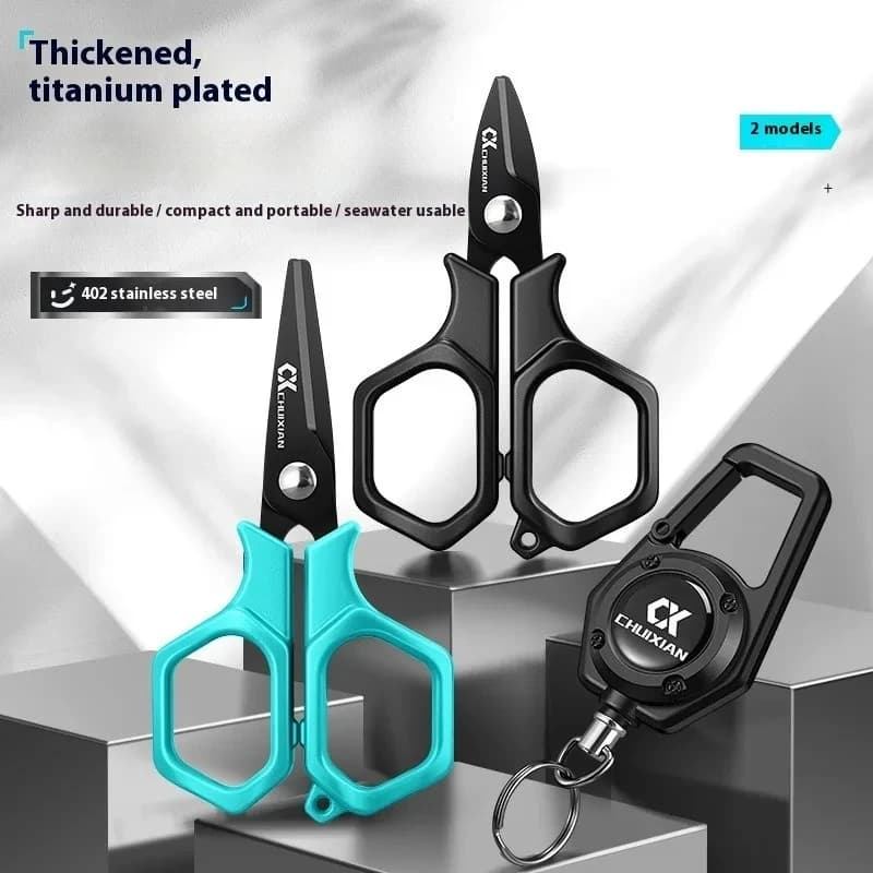 Portable Titanium Plated Fishing Scissors for Hanging Strings, PE Line Fishing Line, Stainless Steel Lure Scissors