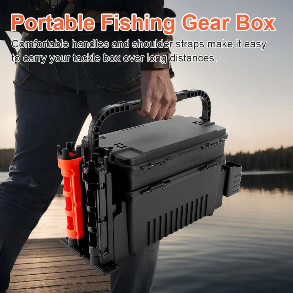 2 Tier Fishing Tackle Box Fishing Box 11 L Fishing Tool Box Adjustable Fishing Organizer Case Large Capacity Fishing Accessories