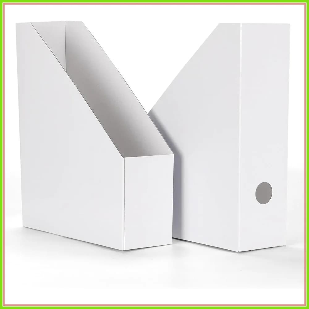 Portariviste da 12 scomparti, portaoggetti pieghevole in cartone bianco con etichette, per libri e documenti, 9,9x3,3x12 pollici