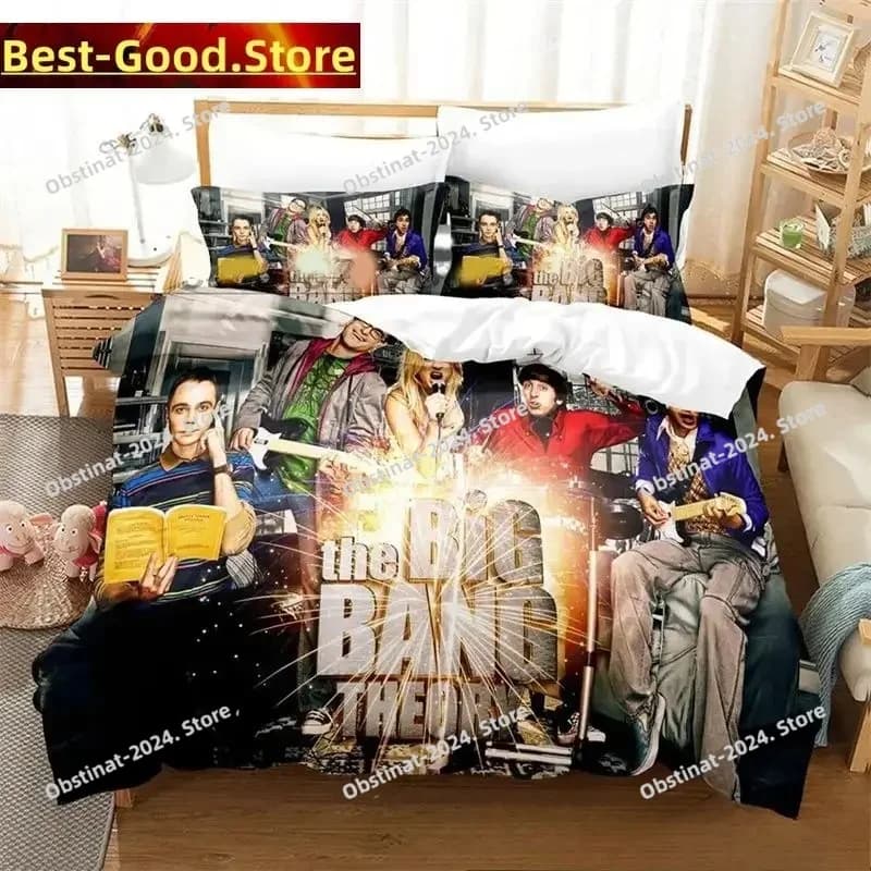3D Fashion TV Big Bang Theory Set biancheria da letto Set letto stampato Copripiumino Lenzuolo Federa Letto Copripiumino morbido Full Queen King Size