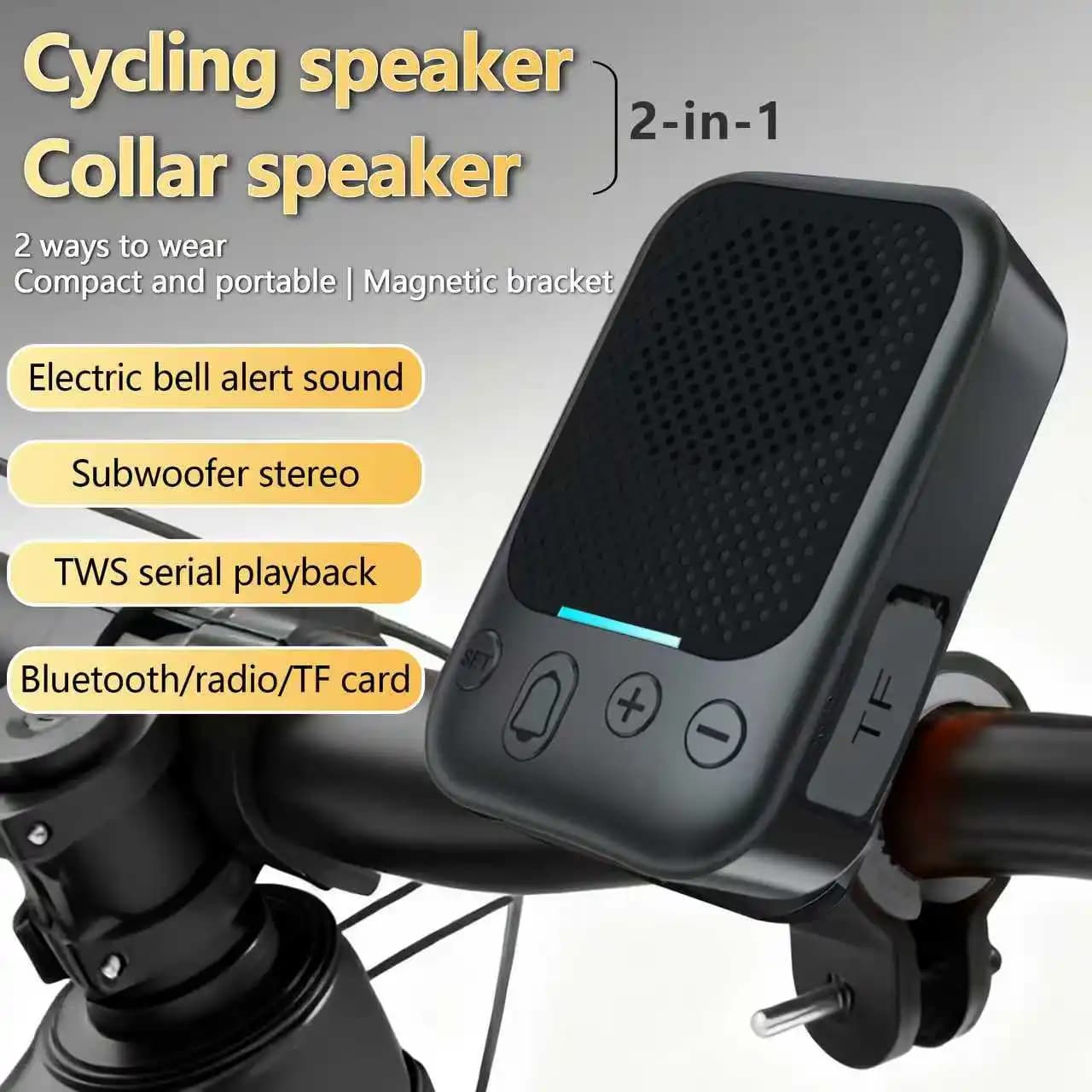 Altoparlante Bluetooth sportivo portatile impermeabile da esterno con supporto da ciclismo Collare magnetico Clip Radio FM Scheda TF Mini Soundbox TWS