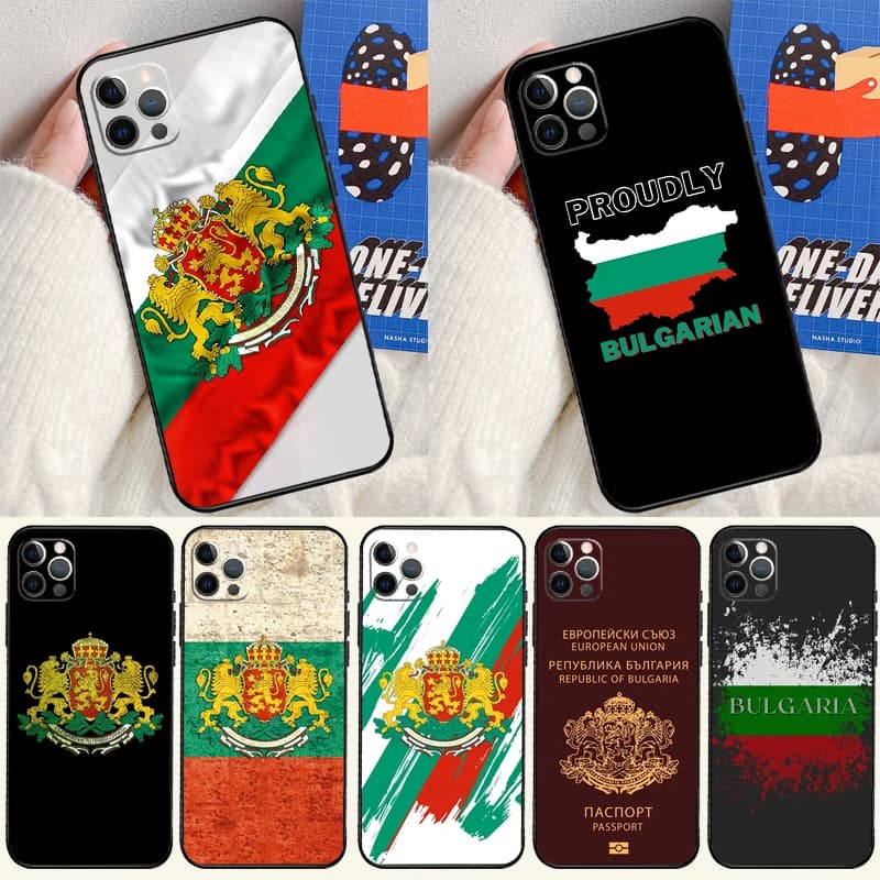 Custodia con mappa per passaporto bandiera Bulgaria per Apple iPhone 16 15 14 13 12 11 Pro Max Mini XR 15 16 Plus 16e Custodia protettiva