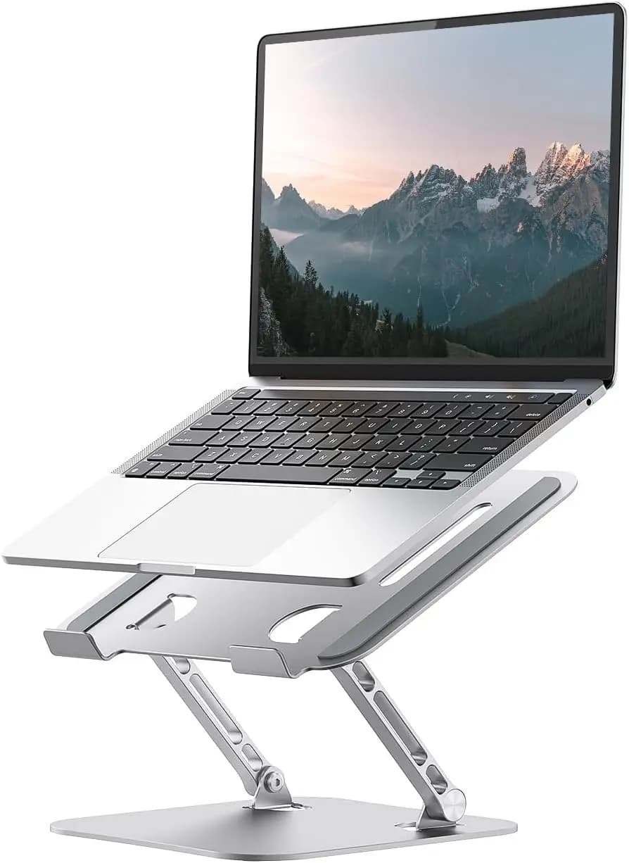 Supporto per Laptop Regolabile in Metallo per Scrivania, Supporto Pieghevole per Notebook da 10-17 Pollici, Argento