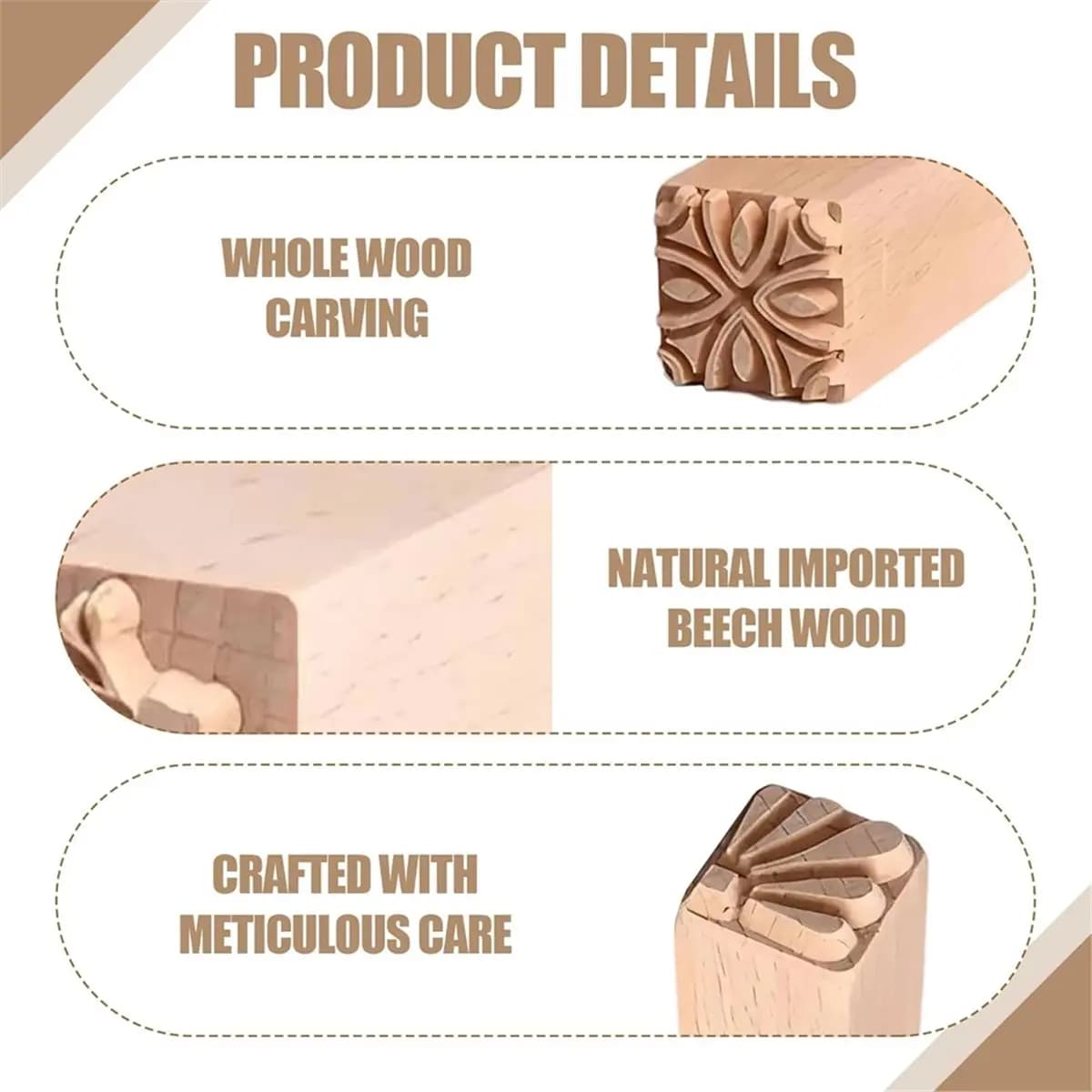 2026 Nuovo kit di timbri modello per modellazione di argilla da 18 pezzi, timbri per ceramica in argilla di legno strumento per ceramica timbro per blocchi di legno, set di strumenti per ceramica