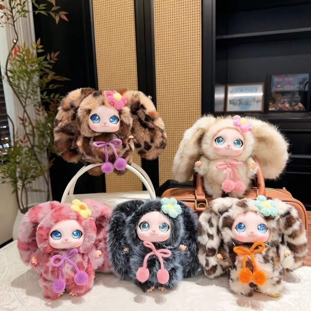 Cute Bag Accessory Keychain Doll Cartoon Rabbit & Cat Shape Girly Heart Gift