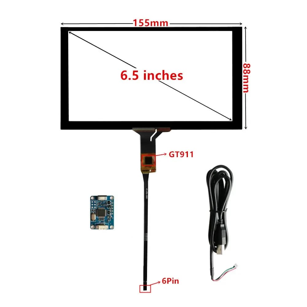 6.5 pollici 155mm * 88mm GT911 Raspberry Pi Compatibilità Navigazione universale Capacitivo Digitizer Pannello touch screen in vetro
