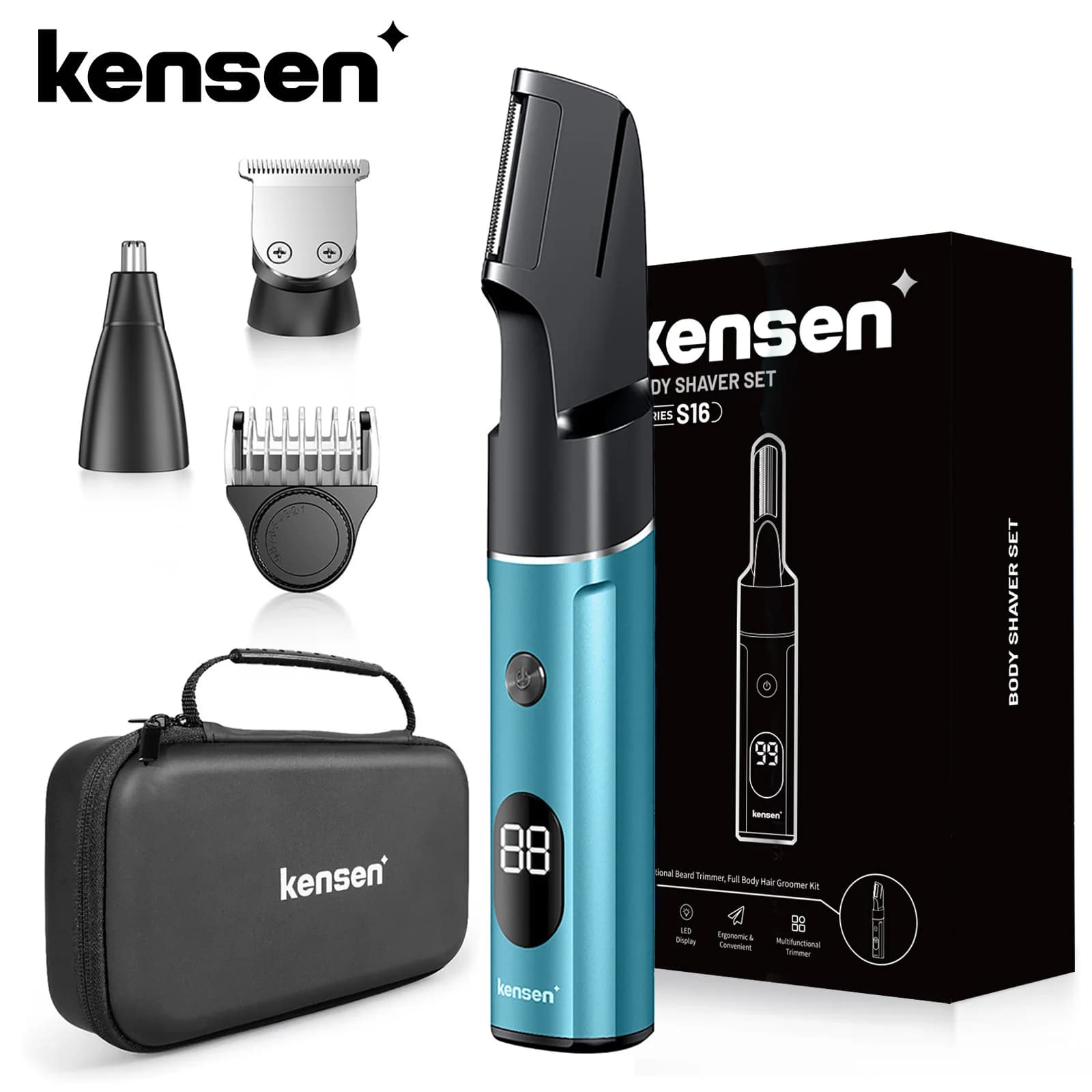 Kensen S16 Professional Haircut Kit for Men LED Display Rechargeable Electric Shaver Razor For Barber Barbie