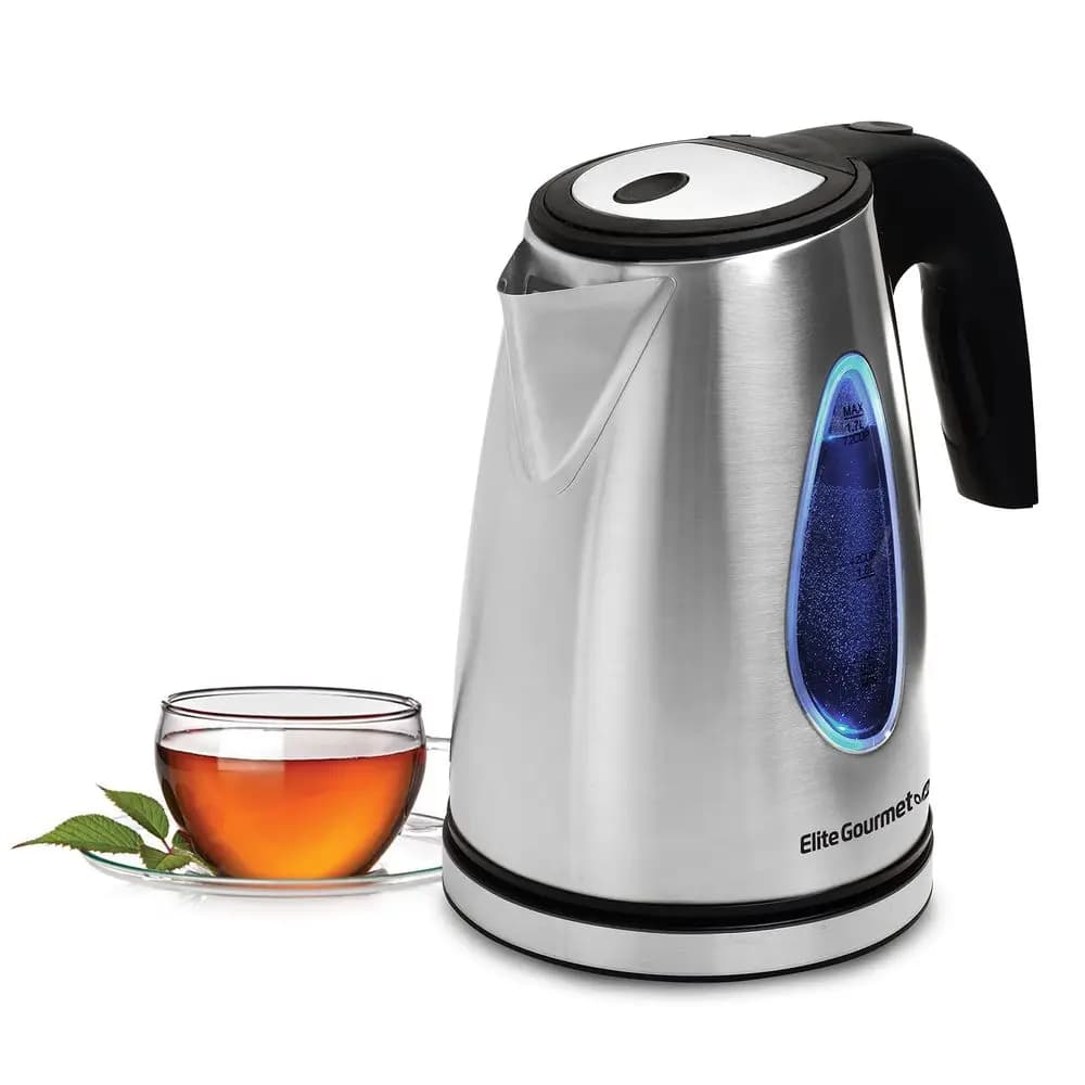 EKT1271 Bollitore elettrico Ultimate da 1,7 litri, design in acciaio inossidabile e base girevole a 360° senza fili, elegante interno con LED blu, pratico sistema automatico